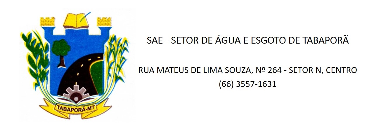 SAE - SETOR DE ÁGUA E ESGOTO DE TABAPORÃ